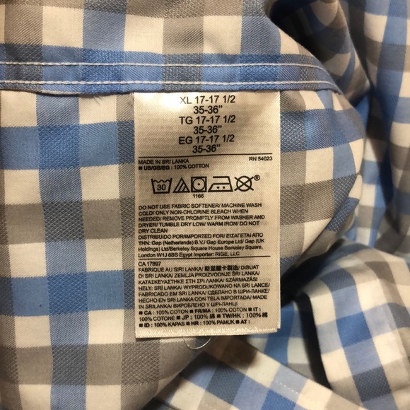 Banana Republic Blue/Gray Checkered Button Down XL - Picture 7 of 7